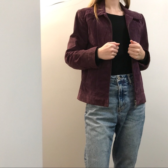 2 for $25 Cleo Petites purple real suede jacket - Picture 3 of 6